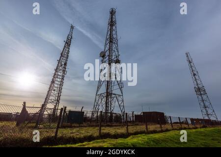 I tre stadi di Telecom su Cleeve Common, Cheltenham Spa, Gloucestershire, Inghilterra Foto Stock