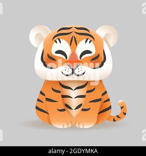 Cute Tiger - illustrazione vettoriale isolata Illustrazione Vettoriale