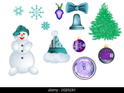 set di natale. decorazione vettoriale per il nuovo anno e natale Illustrazione Vettoriale