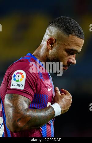 Barcellona, Spagna. 15 agosto 2021. Memphis Depay di Barcellona durante la Liga match tra FC Barcelona e Real Sociedad CF allo stadio Camp Nou di Barcellona, Spagna. Credit: Christian Bertrand/Alamy Live News Foto Stock