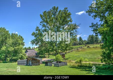 L'area del bestiame del Monumento Nazionale di Booker T. Washington a Hardy, Virginia. Foto Stock