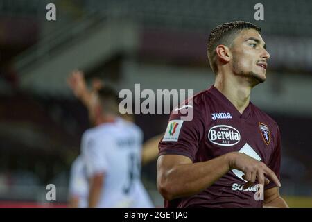 Torino, Italia. 15 agosto 2021. Nicola Rauti del Torino FC durante la Coppa Italia partita tra Torino FC e US Cremonese. Torino ha vinto 4-1 dopo le penaliti (Foto di Alberto Gandolfo/Pacific Press) Credit: Pacific Press Media Production Corp./Alamy Live News Foto Stock