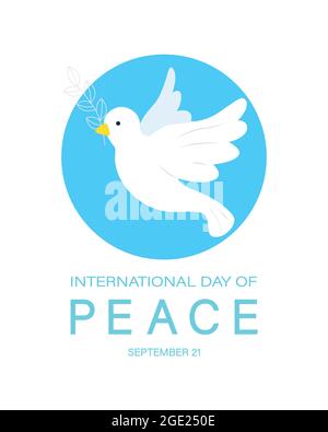 Banner o poster della Giornata Internazionale della Pace o della Giornata Mondiale della Pace. Giornata della pace, settembre 21. Illustrazione Vettoriale