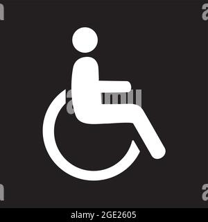 Un paziente in una sedia a rotelle icona vettore semplice. Umano fisicamente disabile. Illustrazione Vettoriale
