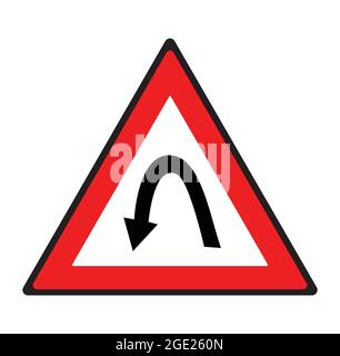 Segnale di curva a sinistra. Simbolo di sicurezza. Illustrazione Vettoriale