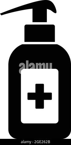 Disinfettante per le mani medicato o liquido per il lavaggio delle mani vettore icona bottiglia isolato su sfondo bianco. Illustrazione Vettoriale