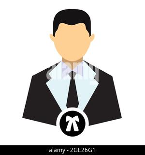 Immagine dell'icona Avatar Vector del profilo di avvocato o avvocato. Semplice icona cartoon. Illustrazione Vettoriale