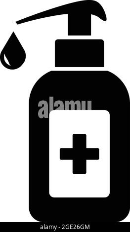 Disinfettante per le mani medicato o liquido per il lavaggio delle mani vettore icona bottiglia isolato su sfondo bianco. Illustrazione Vettoriale
