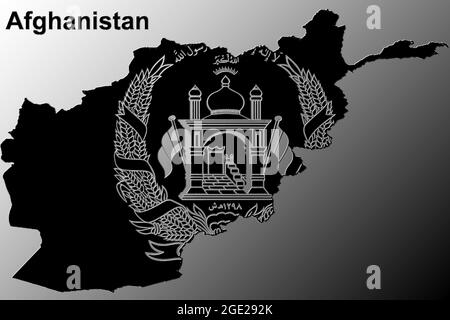 Mappa dell'Afghanistan su sfondo grigio Foto Stock