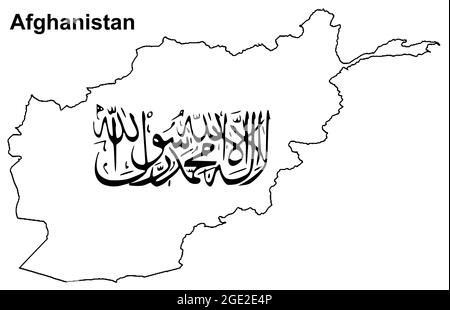 Mappa dell'Afghanistan con bandiera dei Talibani Foto Stock