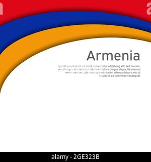 Bandiera armena ondulata astratta. Stile di taglio della carta. Sfondo creativo per la progettazione di una carta vacanza patriottica. Poster nazionale. Stato patriottico armeno Illustrazione Vettoriale