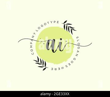 Ai monogramma di bellezza del logo femminile e design elegante del logo, logo di scrittura a mano della firma iniziale, matrimonio, moda, floreale e botanico con creativo Illustrazione Vettoriale