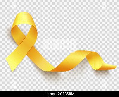 Oro realistico nastro, cancro infantile simbolo di sensibilizzazione, illustrazione vettoriale Illustrazione Vettoriale