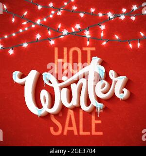 Poster di vendita di Natale con scritte disegnate a mano, illustrazione vettoriale Illustrazione Vettoriale