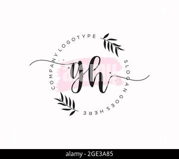 GH Monogramma di bellezza del logo Femminile e design elegante del logo, logo di scrittura a mano della firma iniziale, matrimonio, moda, floreale e botanico con creativo Illustrazione Vettoriale