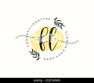 FL monogramma di bellezza del logo Femminile e design elegante del logo, il logo di scrittura a mano della firma iniziale, il matrimonio, la moda, floreale e botanico con creativo Illustrazione Vettoriale