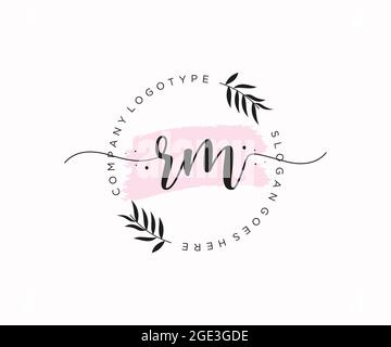 RM monogramma di bellezza con logo femminile e design elegante con logo, logo scritto a mano della firma iniziale, matrimonio, moda, floreale e botanico con creatività Illustrazione Vettoriale