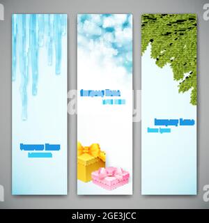 Set di tre banner con sfondo natalizio. Illustrazione vettoriale Illustrazione Vettoriale