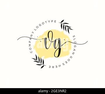 VG monogramma di bellezza del logo femminile e design elegante del logo, logo di scrittura a mano della firma iniziale, matrimonio, moda, floreale e botanico con creativo Illustrazione Vettoriale