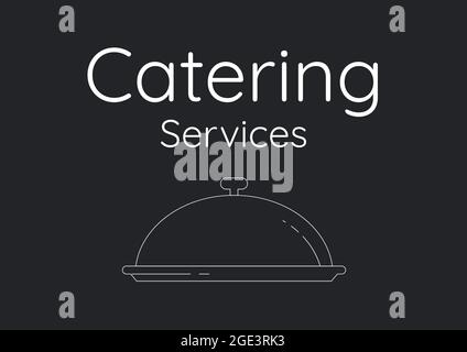 Composizione del testo dei servizi di ristorazione su sfondo nero Foto Stock