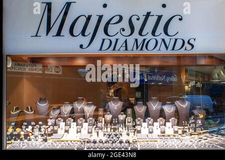 NEW YORK, Diamond Center Row tra Fifth Avenue e 47th Avenue Sisth. Questa strada, chiamata anche quartiere dei diamanti, nacque negli anni 30 quando gli ebrei da Foto Stock