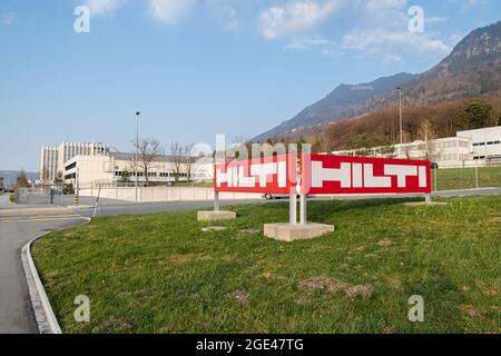 SCHAAN, LIECHTENSTEIN - 28 MARZO 2020: Hilti AG è un produttore di utensili Liechtenstein con sede a Schaan. Foto Stock