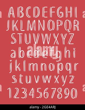 Lettere disegnate a mano. Font ABC elegante in uno stile di schizzo lineare Illustrazione Vettoriale
