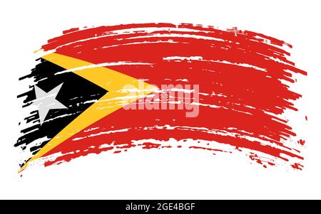 Timor Est - bandiera di Timor Est in grunge pennello colpo, immagine vettoriale Illustrazione Vettoriale