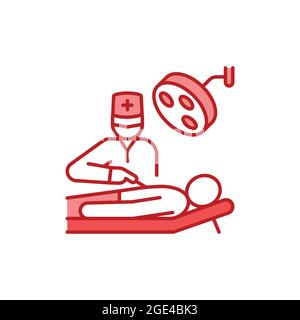 Icona della linea di colore della cavità addominale chirurgica. Emergenza chirurgica. Pittogramma per pagina web, app mobile, promo. Tratto modificabile Illustrazione Vettoriale