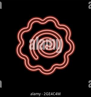 Narutomaki o kamaboko surimi vettore contorno icona colore neon in nero Illustrazione Vettoriale