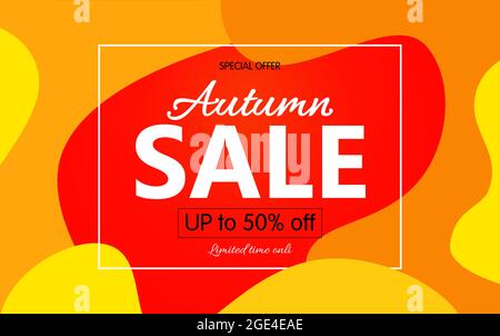 Vendite autunnali Banner orizzontale brillante con colore giallo Illustrazione Vettoriale