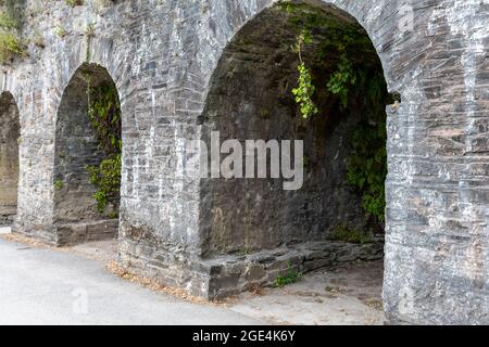 Cotehele Quay.Cornwall.United Kingdom.July 23th 2021.The Edgcumbe edificio a Cotehele banchina in Cornovaglia. Foto Stock