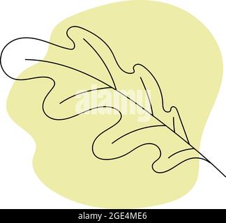 Foglie autunnali, linea nera disegnata su sfondo colorato, immagine isolata. Illustrazione Vettoriale