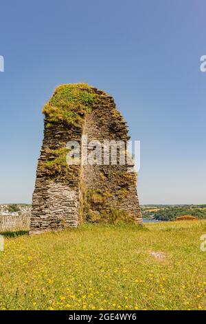 La Cappella in rovina di San Salvatore, Polruan, Cornovaglia, Regno Unito. Foto Stock