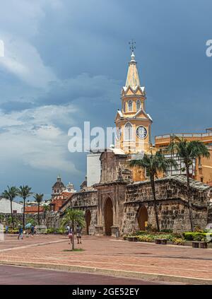 Torre del Reloj, Cartagena de Indias, Colombia. Foto Stock