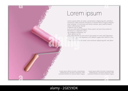 banner di design con righello di vernice rosa e spazio di copia per il tuo testo. Illustrazione Vettoriale