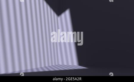 Monolocale scuro con ombra dalla finestra sulla parete. Scenografia per la visualizzazione del prodotto. Sfondo per la visualizzazione di prodotti cosmetici. Rendering 3D. Foto Stock