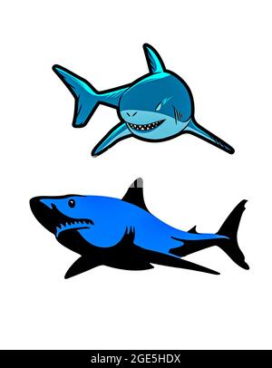 Illustrazione di un grande attacco di squalo bianco Foto Stock