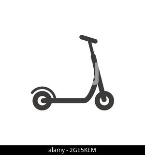 Premere l'icona vettore nera dello scooter. Simbolo glifo semplice. Illustrazione Vettoriale