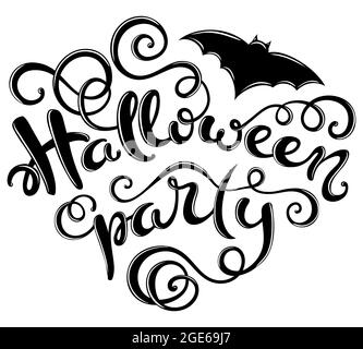 Halloween party card con lettere disegnate a mano, illustrazione vettoriale Illustrazione Vettoriale