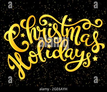 Allegro poster natalizio con scritta disegnata a mano, illustrazione vettoriale Illustrazione Vettoriale