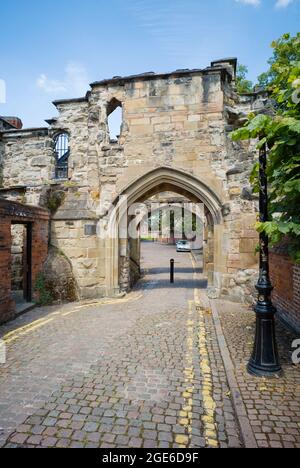 Porta della torretta, Castello Yard, parte delle mura del Castello di Leicester Foto Stock