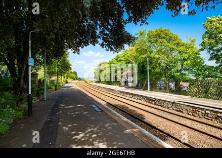 Stazione ferroviaria di Kents Bank, Allithwaite, Grange-over-Sands, Cumbria, Regno Unito Foto Stock