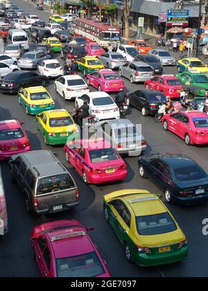 Thailandia, Bangkok, ingorghi, tassicab, congestione Foto Stock