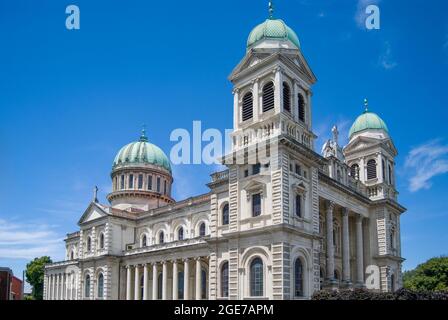 Cattedrale del Santissimo Sacramento prima del terremoto, Barbadoes Street, Christchurch, Canterbury, Nuova Zelanda Foto Stock