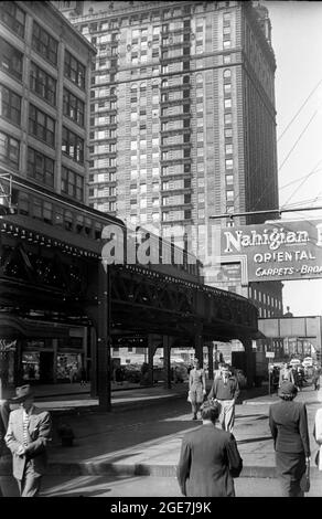 Metropolitana di New York 1952 Elevated Line su Broadway Foto Stock