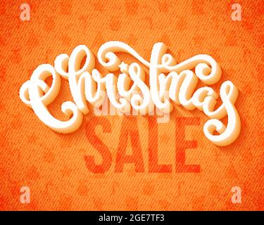 Poster di vendita di Natale con scritte disegnate a mano, illustrazione vettoriale Illustrazione Vettoriale