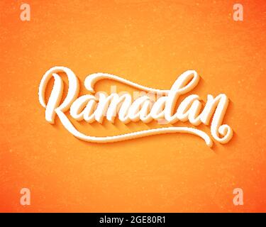 Il Ramadan Kareem tipografia con disegnati a mano scritte . Modello per poster, biglietto di auguri, banner, sfondo islamico. Illustrazione Vettoriale. Illustrazione Vettoriale