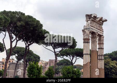 Il tempio di Venere Genetrix è un tempio romano inaugurato nel 46 a.C. , che dominava il lato nord-occidentale del foro di Cesare a Roma . Foto Stock