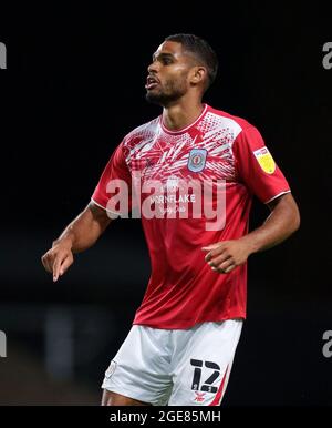 Oxford, Regno Unito. 17 agosto 2021. Mikael Mandron di Crewe Alexandra durante la partita Sky Bet League 1 tra Oxford United e Crewe Alexandra al Kassam Stadium di Oxford, Inghilterra, il 17 agosto 2021. Foto di Andy Rowland. Credit: Prime Media Images/Alamy Live News Foto Stock